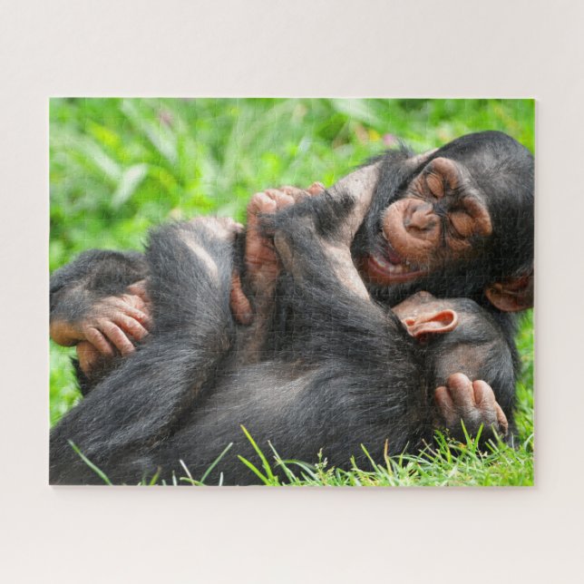 Cutest Baby Animals | Two Young Chimpanzees Jigsaw Puzzle (Horizontal)