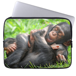 Cutest Baby Animals Two Young Chimpanzees Laptop Sleeve