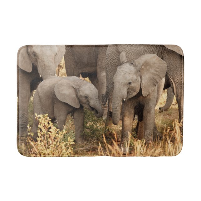 Cutest Baby Animals | Two Young Elephants Bath Mat (Front)