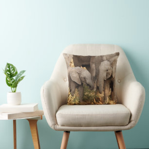 Cutest Baby Animals Two Young Elephants Cushion