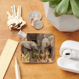 Cutest Baby Animals   Two Young Elephants Key Ring