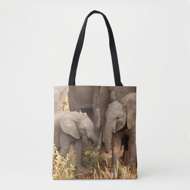 Cutest Baby Animals | Two Young Elephants Tote Bag (Front)