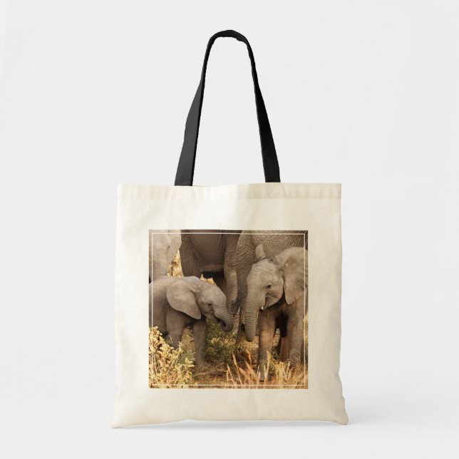 Cutest Baby Animals | Two Young Elephants Tote Bag (Front)