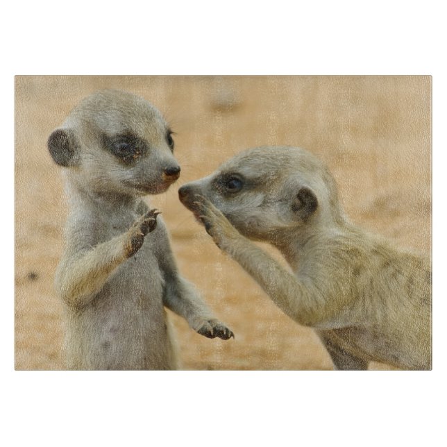 Cutest Baby Animals | Two Young Meerkats Cutting Board (Front)