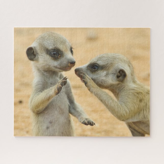 Cutest Baby Animals | Two Young Meerkats Jigsaw Puzzle (Horizontal)