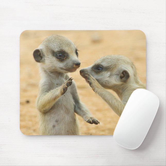 Cutest Baby Animals | Two Young Meerkats Mouse Pad (With Mouse)
