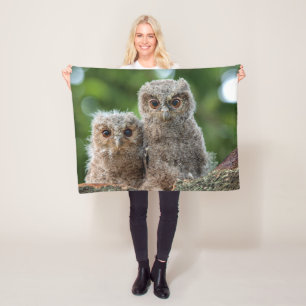 Cutest Baby Animals   Two Young Owls Fleece Blanket