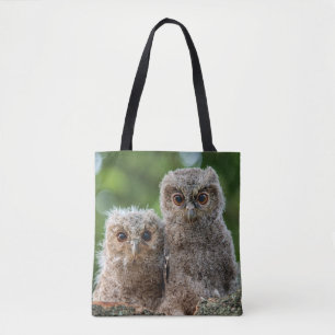 Cutest Baby Animals Two Young Owls Tote Bag