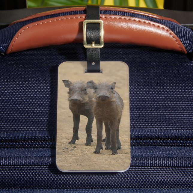 Cutest Baby Animals | Two Young Warthogs Luggage Tag (Front Insitu 2)