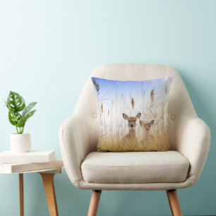 Cutest Baby Animals Two Young White Tailed Deer Cushion