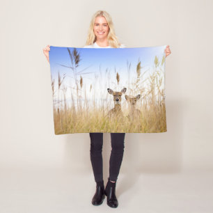 Cutest Baby Animals Two Young White Tailed Deer Fleece Blanket