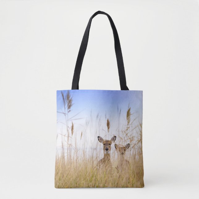 Cutest Baby Animals | Two Young White Tailed Deer Tote Bag (Front)