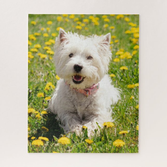 Cutest Baby Animals | Westie Dog in Dandelions Jigsaw Puzzle (Vertical)