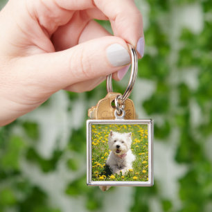 Cutest Baby Animals Westie Dog in Dandelions Key Ring