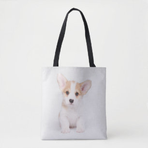 Cutest Baby Animals   White Corgi Puppy Tote Bag