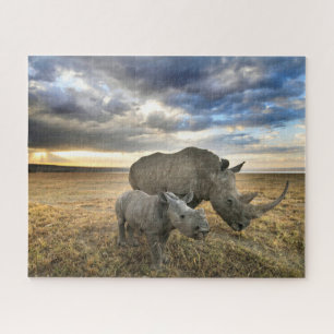 Cutest Baby Animals White Rhino & Calf Jigsaw Puzzle