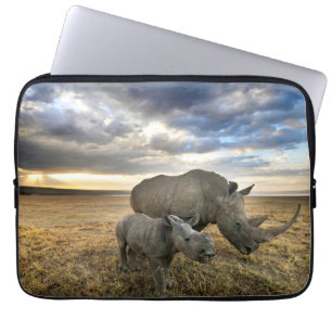 Cutest Baby Animals White Rhino & Calf Laptop Sleeve