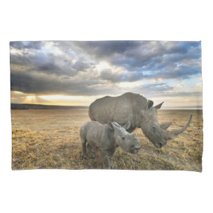 Cutest Baby Animals White Rhino & Calf Pillowcase