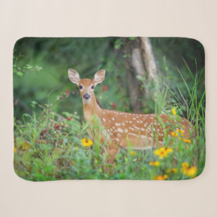 Cutest Baby Animals White Tailed Deer in Daisies Sherpa Blanket