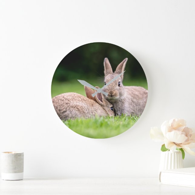 Cutest Baby Animals | Wild Bunny Rabbits Large Clock (Home)