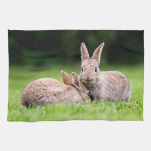 Cutest Baby Animals Wild Bunny Rabbits Tea Towel