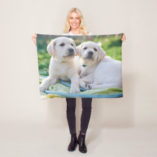 Cutest Baby Animals Yellow Labrador Retrievers Fleece Blanket