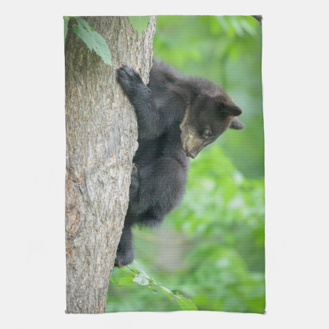 Cutest Baby Animals | Young Black Bear Cub Tea Towel (Vertical)