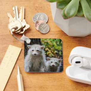 Cutest Baby Animals Young Blonde Raccoons Key Ring