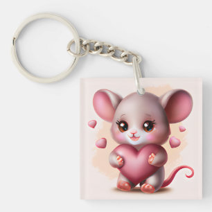 Cutest Baby Mouse with Valentine's Heart Key Ring