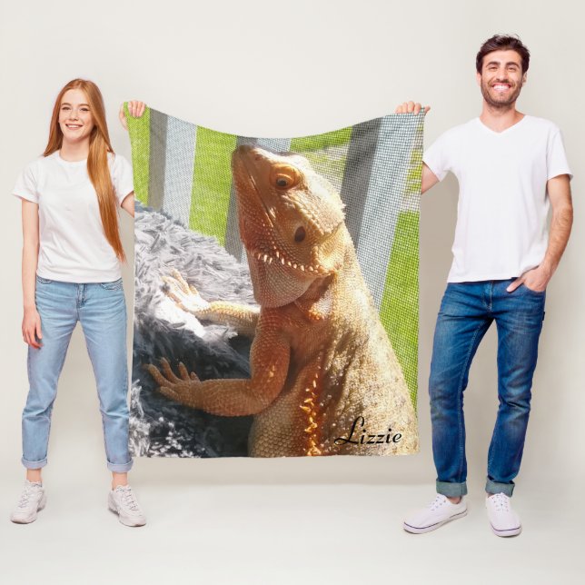 Cutest Bearded Dragon Picture Personalised Fleece Blanket (In Situ)