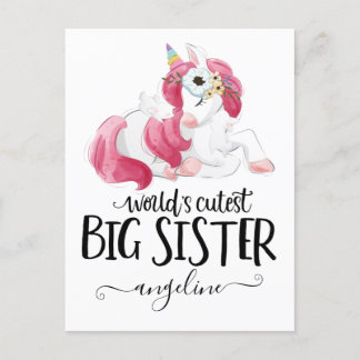 Cutest Big Sister Unicorn Postcard