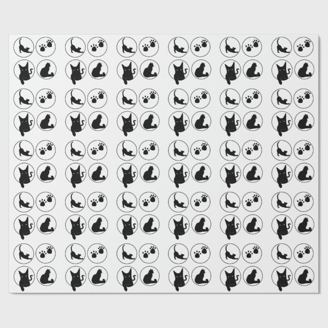 Cutest black cat design tshirts  wrapping paper (Flat)