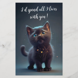 Cutest Black Kitten Spends 9 Lives With You Stationery