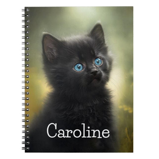 Cutest Black Kitten With Blue Eyes, Customisable Notebook (Front)