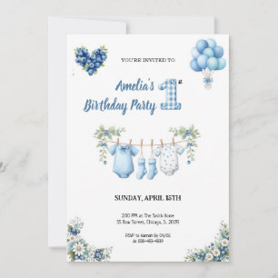 CUTEST BLUE BIRTHDAY PARTY Invitation