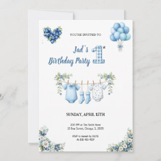 CUTEST BLUE BIRTHDAY PARTY Invitation