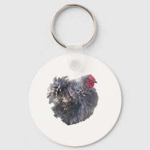 Cutest Blue Frizzle Cochin Bantam Rooster Chicken Key Ring