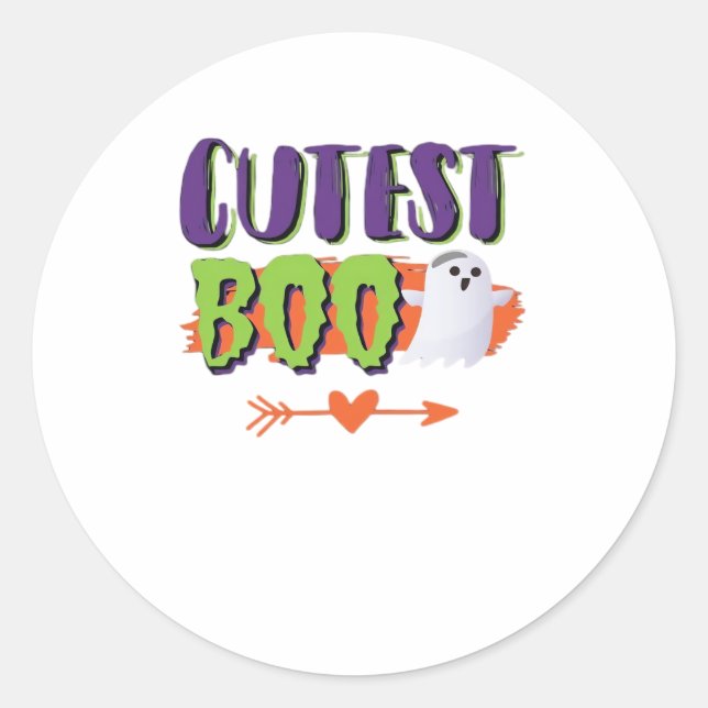 Cutest Boo Halloween Funny Casual Classic Round Sticker (Front)