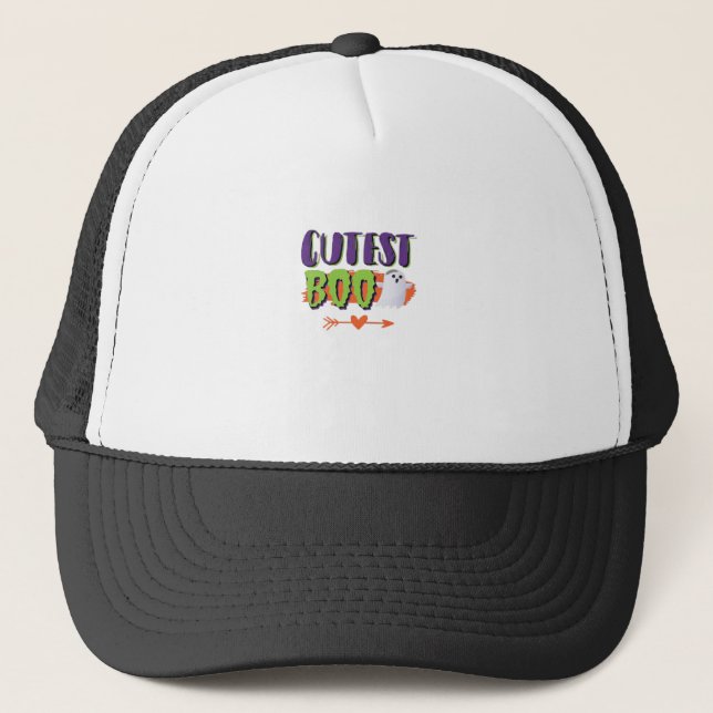 Cutest Boo Halloween Funny Casual Trucker Hat (Front)