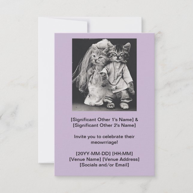 Cutest Cat Couple Wedding Invitation  (Front)