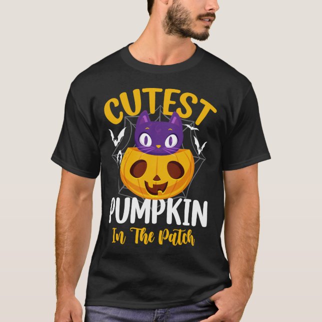 Cutest Cat on Pumpkin in the Patch T-Shirt (Front)