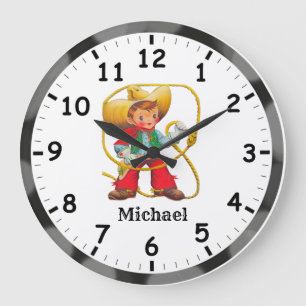 Cutest Cowboy Ever!  Personalise Large Clock