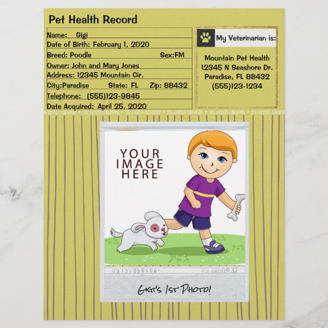 Cutest Creature Pet Health Records (Front)