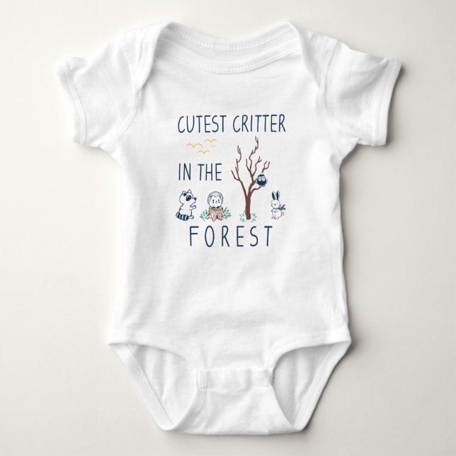 Cutest Critter In The Forest | Woodland Animal Baby Bodysuit (Front)