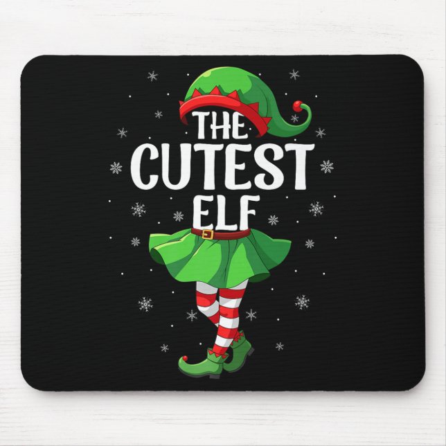 Cutest Elf Christmas Girls Women Elf Squad Xmas Fa Mouse Pad (Front)