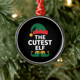 Cutest Elf Matching Family Christmas Metal Ornament