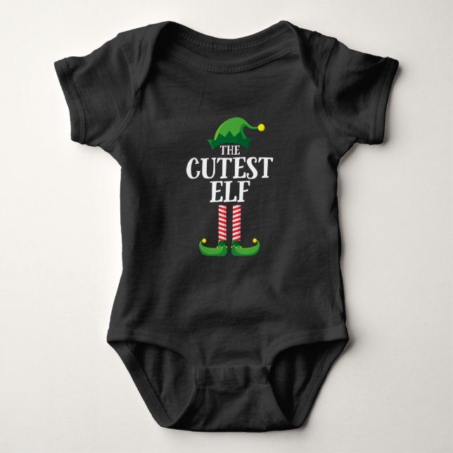Cutest Elf Matching Family Group Christmas Party Baby Bodysuit (Front)