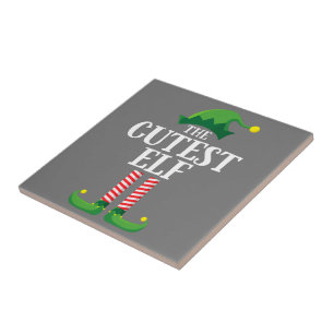 Cutest Elf Matching Family Group Christmas Party Ceramic Tile