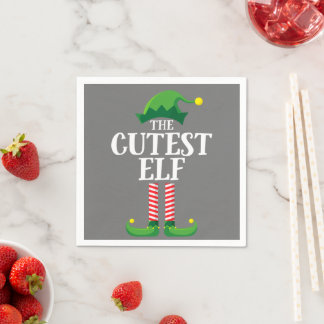 Cutest Elf Matching Family Group Christmas Party Napkin
