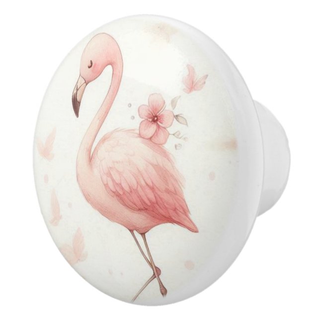 Cutest Flamingo Flock Ceramic Knob (Right)